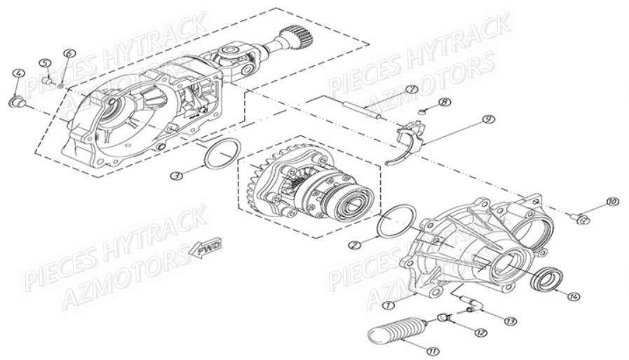 Pont Avant Detaille 3 HYTRACK Pièces Quad HY610S 4x4