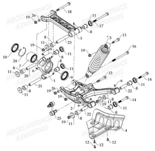 Suspension Arriere Droite HYTRACK Pièces Quad HY610S 4x4