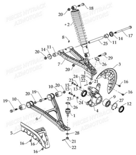 Suspension Avant Gauche HYTRACK Pièces Quad HY610S 4x4