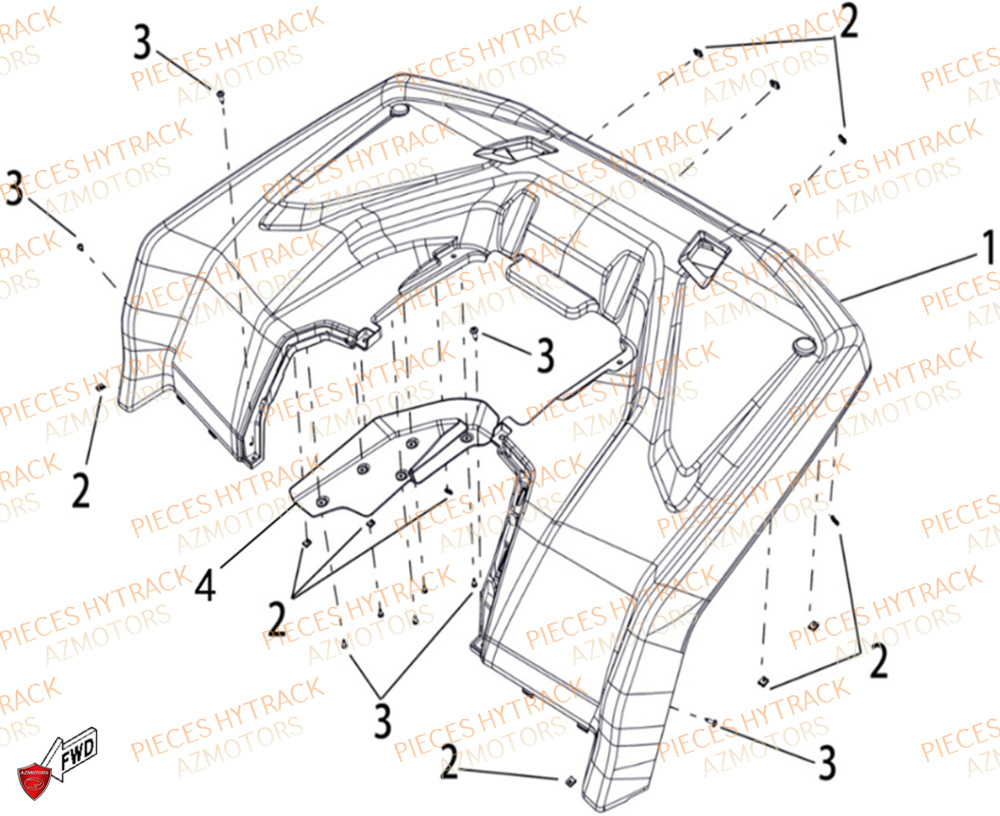 Carrosserie Arriere HYTRACK Pièces Quad HY650X EPS 4x4