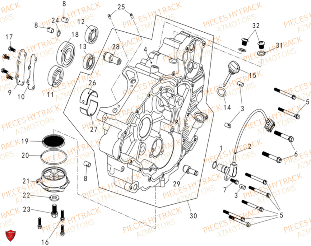 Carter Moteur Gauche HYTRACK Pièces Quad HY650X EPS 4x4