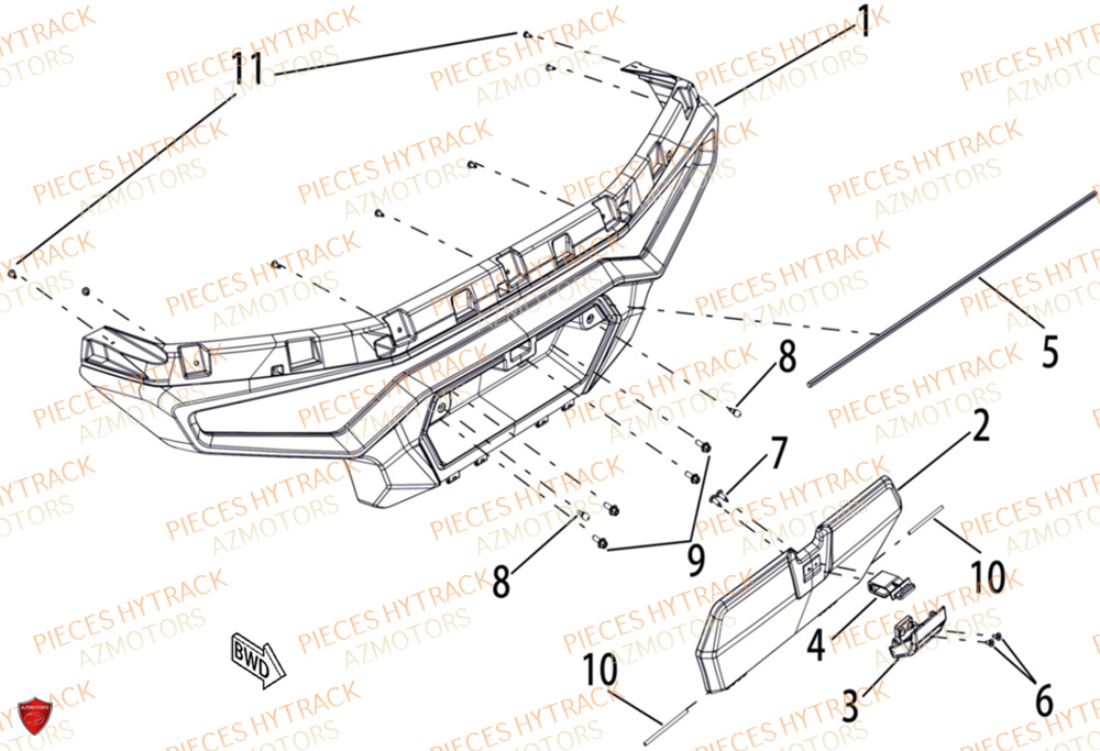 Panneau De Feu Arriere HYTRACK Pièces Quad HY650X EPS 4x4
