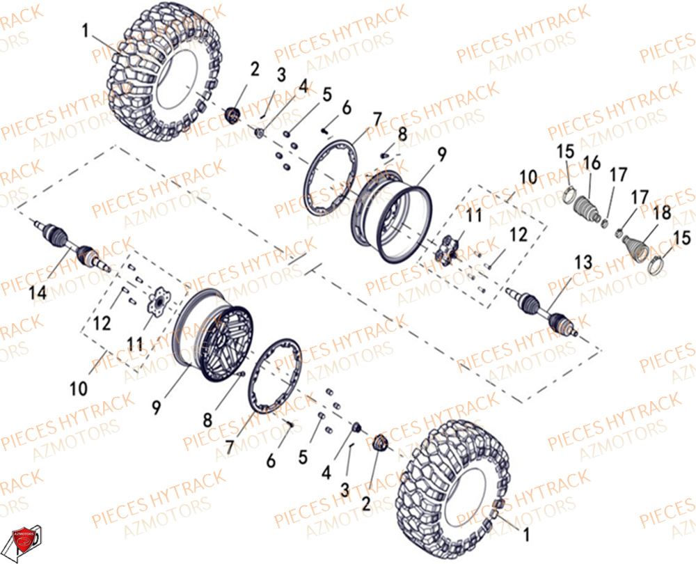 Roues Arriere HYTRACK Pièces Quad HY650X EPS 4x4