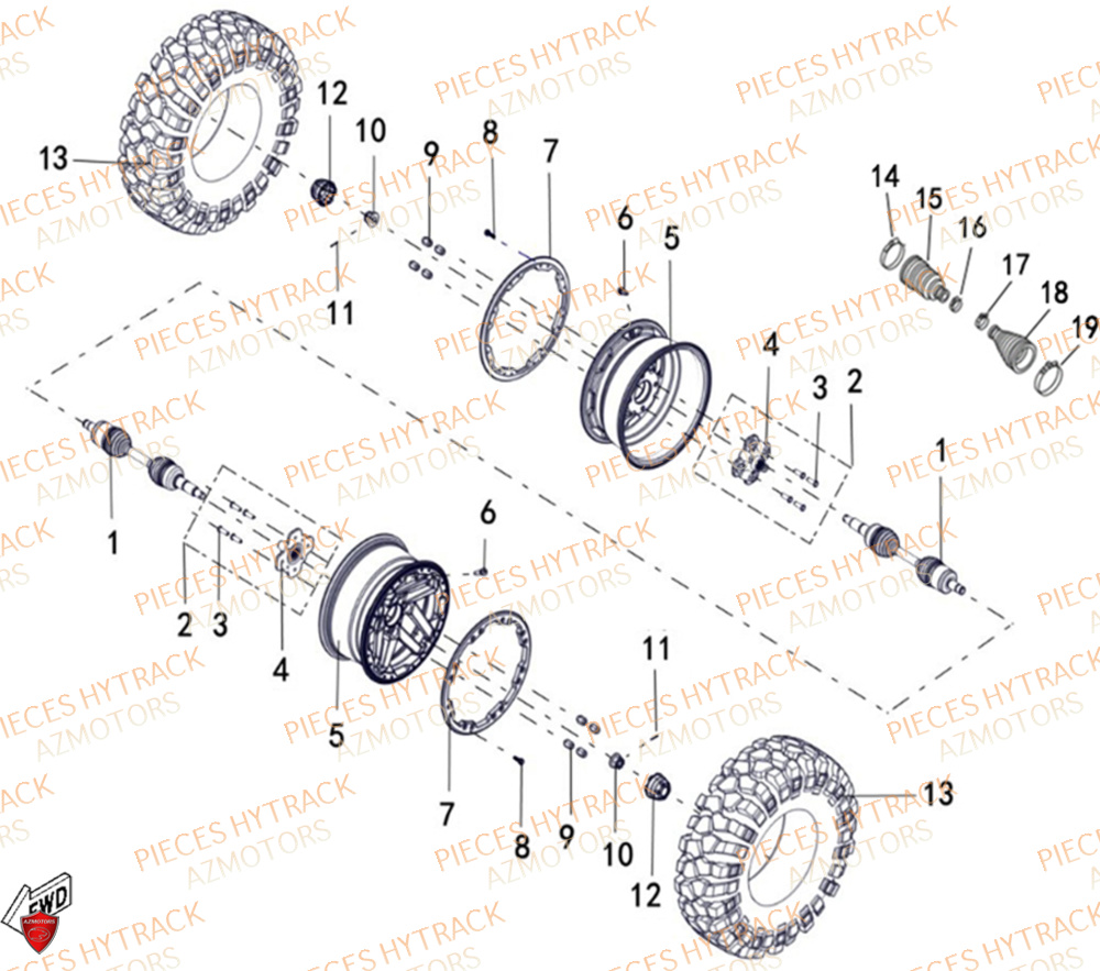Roues Avant HYTRACK Pièces Quad HY650X EPS 4x4
