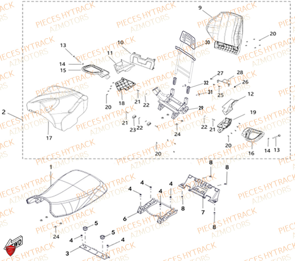 Sieges HYTRACK Pièces Quad HY650X EPS 4x4