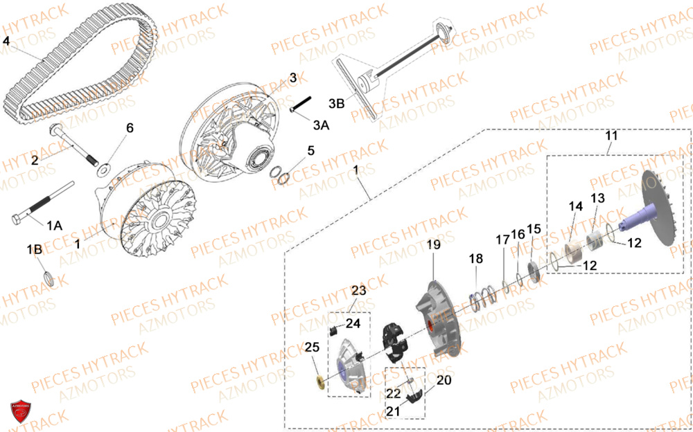 Variateur No Serie Ll8aavhw000 HYTRACK Pièces Quad HY650X EPS 4x4