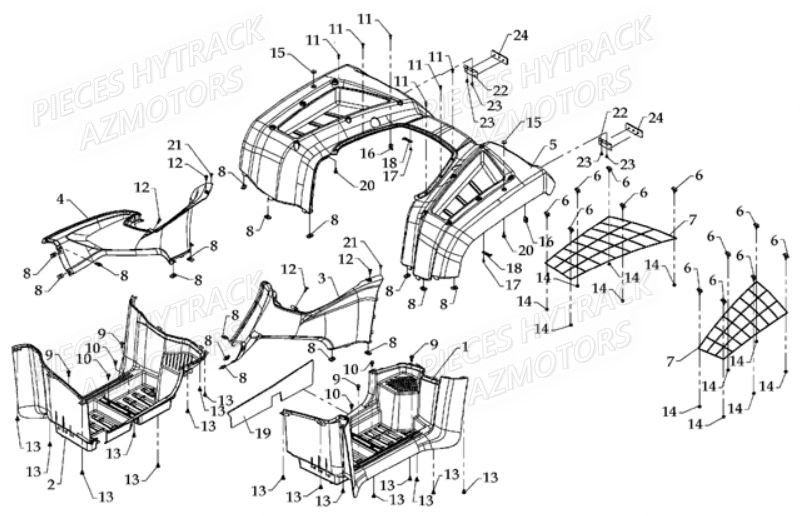 Carrosserie Arriere HYTRACK Pièces Quad HY700-Av2010 