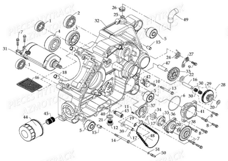 CARTER_MOTEUR_GAUCHE HYTRACK Pièces Quad HY700-Av2010 