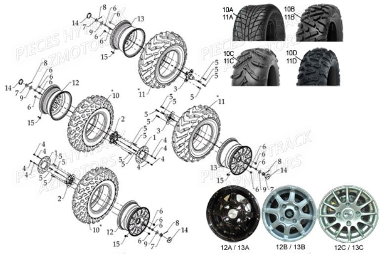 PNEU URIDE P377 25X10-12 4PLIS MASAI pour ENSEMBLE ROUES de HY700-AV2010
