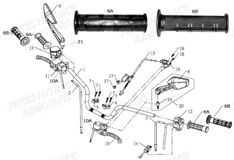 Guidon HYTRACK Pièces Quad HY700-Av2010 