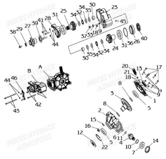 Pont Arriere HYTRACK Pièces Quad HY700-Av2010 