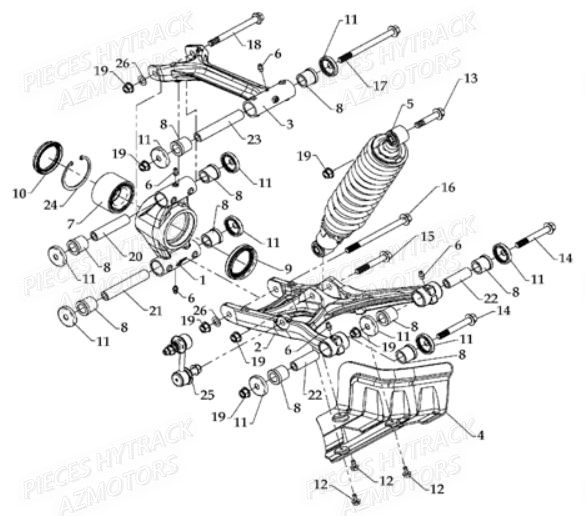 Suspension Arriere Droite HYTRACK Pièces Quad HY700-Av2010 