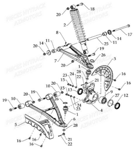 Suspension Avant Gauche HYTRACK Pièces Quad HY700-Av2010 