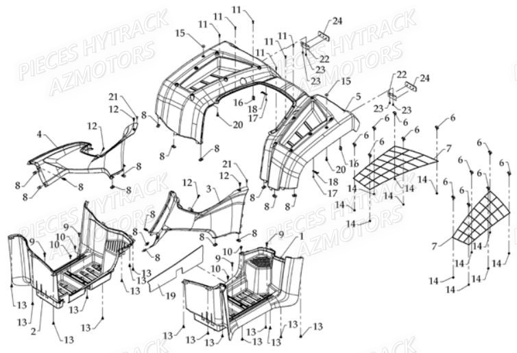 Carrosserie Arriere HYTRACK Pièces Quad HY700-en 2010 