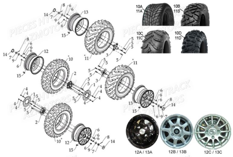 PNEU URIDE P377 25X10-12 4PLIS MASAI pour ENSEMBLE ROUES de HY700-EN2010