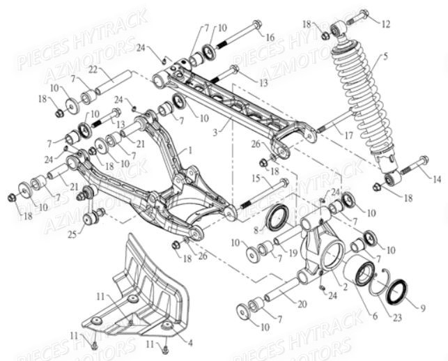 Suspension Arriere Gauche HYTRACK Pièces Quad HY700-en 2010 
