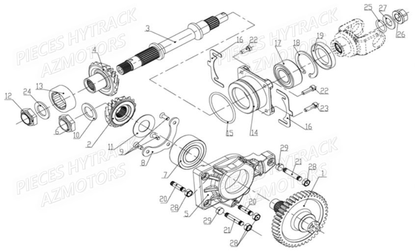 Arbre De Transmission Arriere HYTRACK Pièces Quad HY710S 4x4 