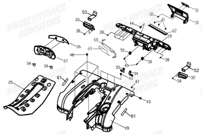 Carrosserie Arriere HYTRACK Pièces Quad HY710S 4x4 