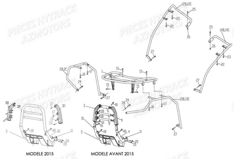 PORTE-BAGAGES_AVANT HYTRACK Pièces Quad HY710S 4x4