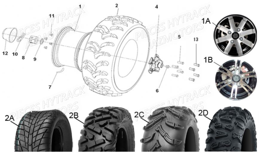 Roues Avant HYTRACK Pièces Quad HY710S 4x4 