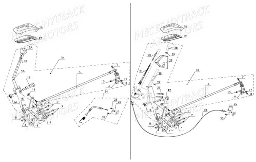 TRINGLERIE_DE_VITESSES HYTRACK Pièces Quad HY710S 4x4