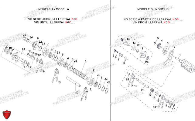 Arbre Selection Boite De Vitesses Barillet HYTRACK Pièces Quad HY740STL EPS