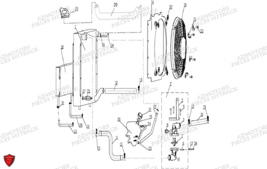 CIRCUIT_DE_REFROIDISSEMENT HYTRACK Pièces Quad HY740STL EPS