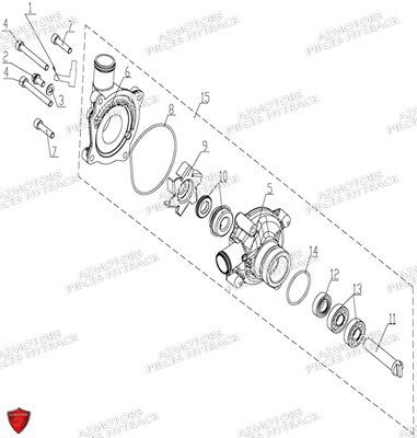 Ensemble Pompe A Eau HYTRACK Pièces Quad HY740STL EPS