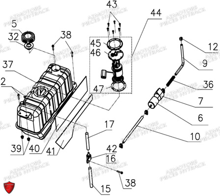RESERVOIR_CARBURANT_NOUVEAU MODELE HYTRACK Pièces Quad HY740STL EPS