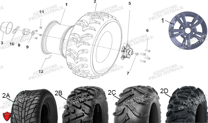 PNEU URIDE P377 25X10-12 4PLIS MASAI pour ROUES ARRIERE de HY740STL