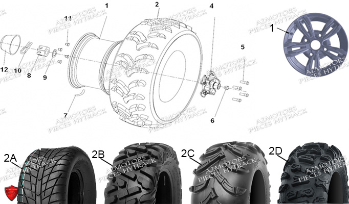 PNEU URIDE P390 25X8-12 6 PLIS MASAI pour ROUES AVANT de HY740STL