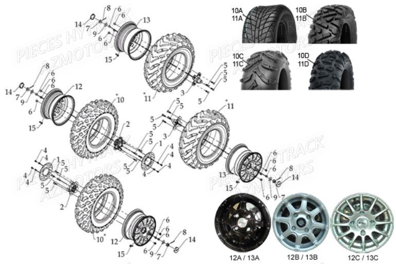 PNEU URIDE P377 25X10-12 4PLIS MASAI pour ENSEMBLE ROUES de HY800