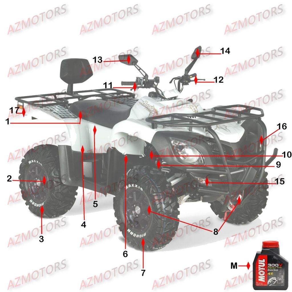 HUILE MOTEUR 4T MOTUL 5100 15W50 (1L) pour 1CONSOMMABLES de HY800L