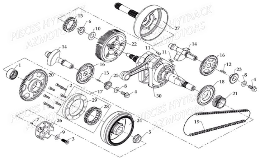 Embiellage HYTRACK Pièces Quad HY800L