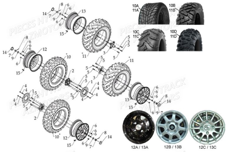 PNEU URIDE P377 25X10-12 4PLIS MASAI pour ENSEMBLE ROUES de HY800L