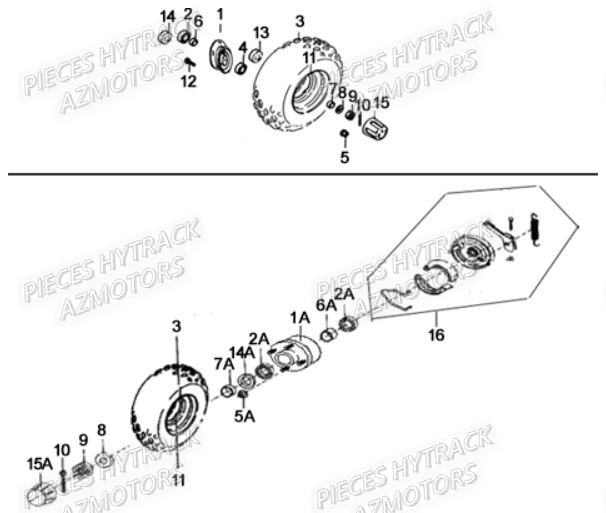 ROUES_AVANT HYTRACK Pièces Quad HY80S - SX - GIRLY