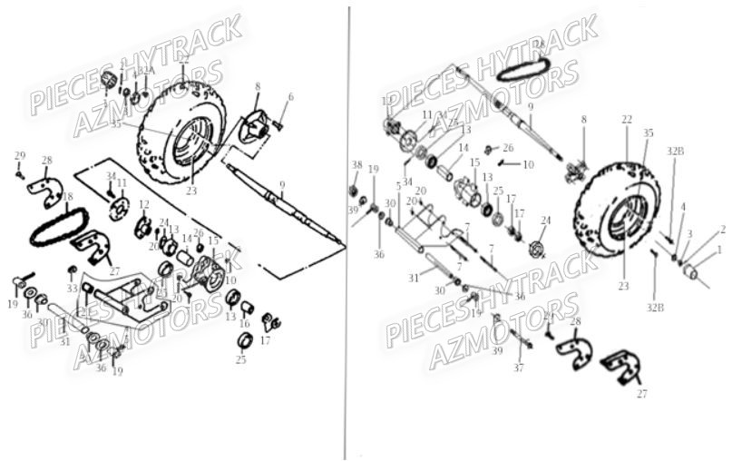 Train Arriere HYTRACK Pièces Quad HY80S - SX - GIRLY