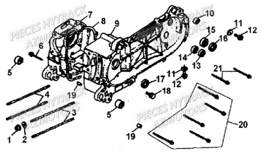 CARTER_MOTEUR HYTRACK Pièces Quad HY80-XL