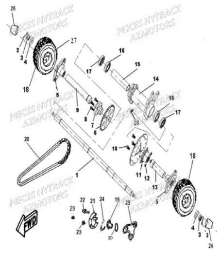 Roues Arriere HYTRACK Pieces Origine Quad HY_80XL