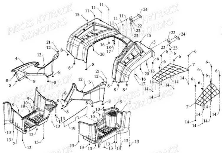 Carrosserie Arriere HYTRACK Pièces Quad HY810 4x4 EFI
