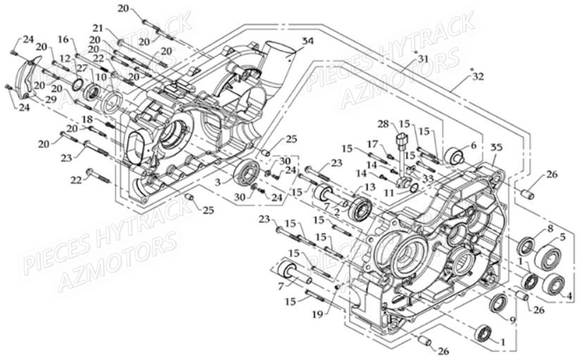 CARTER_MOTEUR_DROIT HYTRACK Pièces Quad HY810 4x4 EFI 
