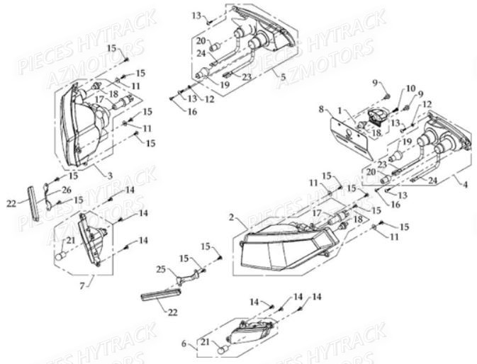 Eclairage HYTRACK Pièces Quad HY810 4x4 EFI