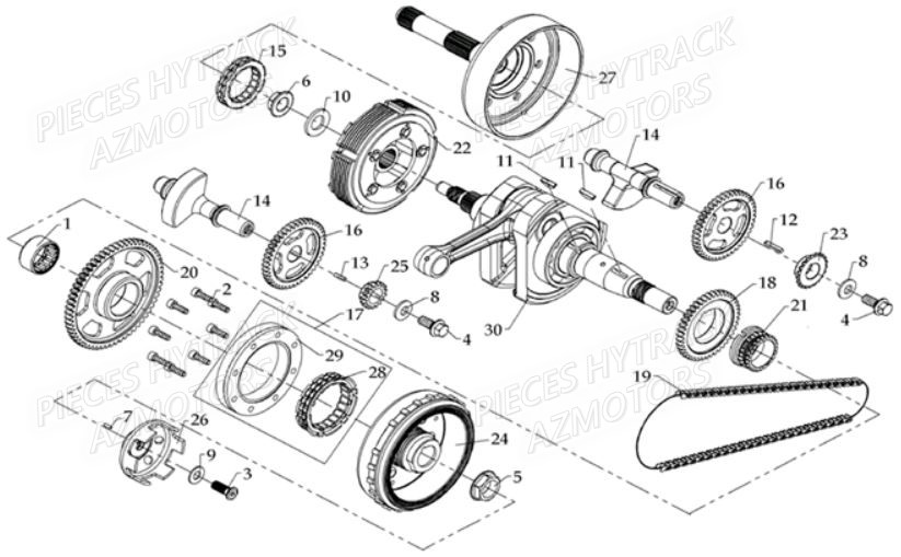 Embiellage Modele A Injection HYTRACK Pièces Quad HY810 4x4 EFI