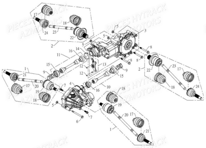 Ensemble Ponts HYTRACK Pièces Quad HY810 4x4 EFI