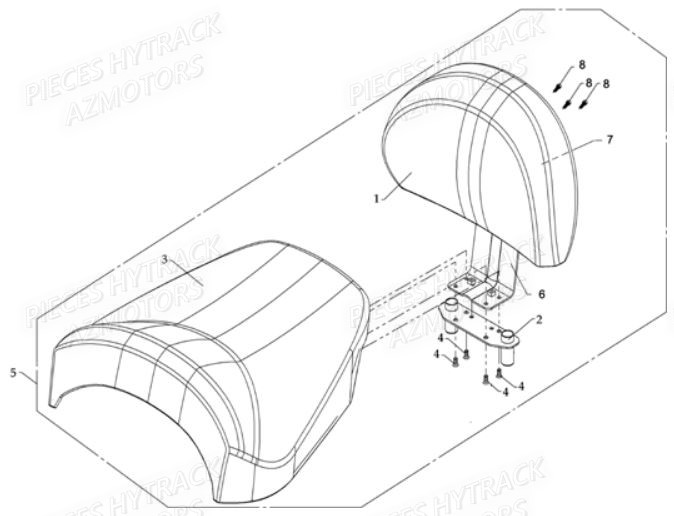 Rehausse De Selle Et Dosseret HYTRACK Pièces Quad HY810 4x4 EFI