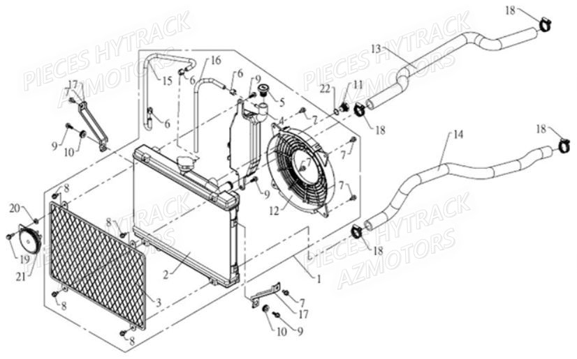 SYSTEME_DE_REFROIDISSEMENT HYTRACK Pièces Quad HY810 4x4 EFI 
