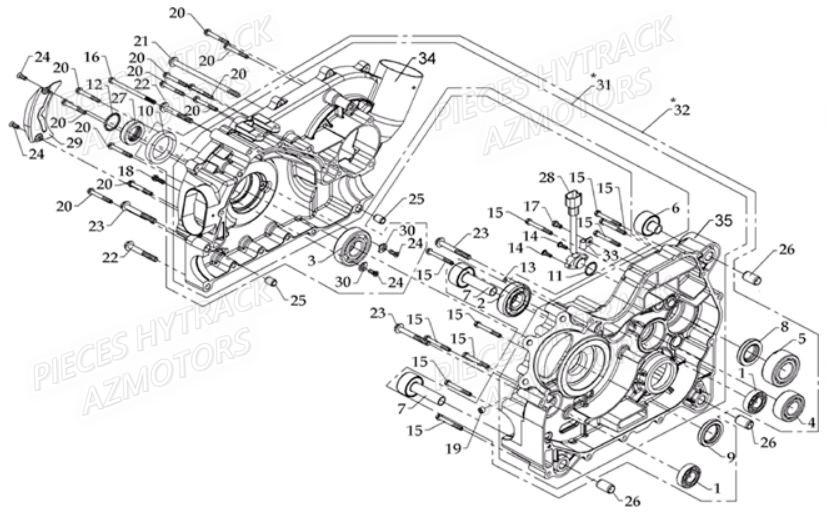 CARTER_MOTEUR_DROIT HYTRACK Pièces Quad HY810L