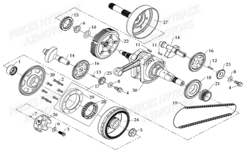 Embiellage Modele A Injection HYTRACK Pièces Quad HY810L