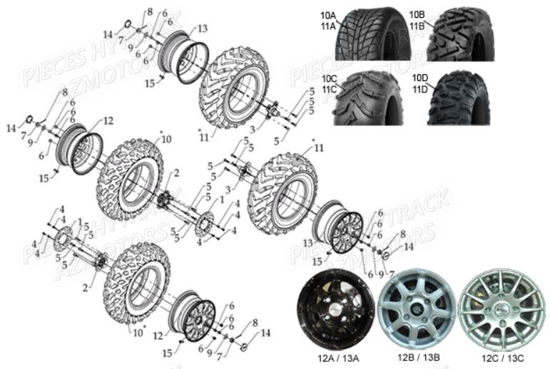 PNEU URIDE P377 25X10-12 4PLIS MASAI pour ENSEMBLE ROUES de HY810L