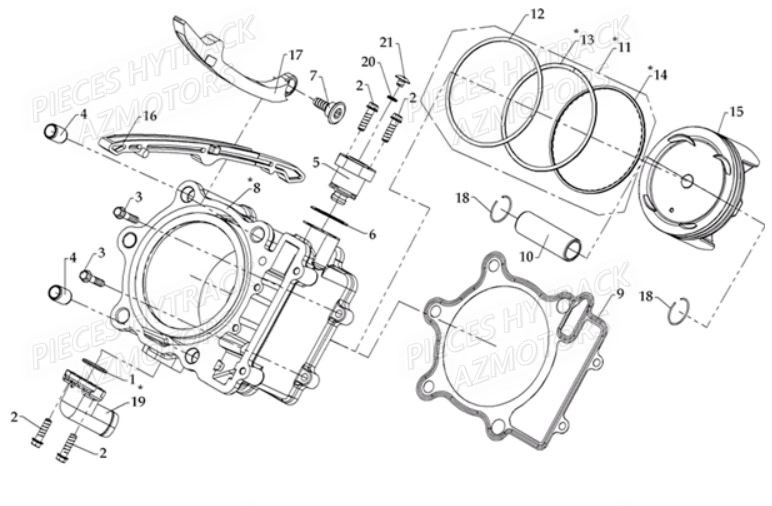 Cylindre HYTRACK Pièces Quad HY810S 4x4 EPS
